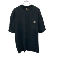 carhartt 半袖 ロゴTシャツ 2XL ブラック プルオーバー ポケット付き ビッグサイズ カーハート 古着卸 アメリカ仕入 a705-5499