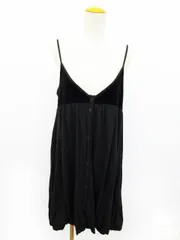 イーハイフンワールドギャラリー E HYPHEN WORLD GALLERY ワンピース ひざ丈 キャミソール バルーン フレア ベロア 切替 コットン 1 黒 ブラック