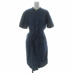 ヒューゴボス HUGO BOSS BOSS デニムワンピース ひざ丈 ベルト 半袖 36 S 青 ブルー /KL のサムネイル