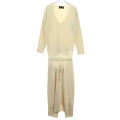 美品 nano universe ナノユニバース 長袖 ニット ロングワンピース F ベージュ 背中開き レディース 古着