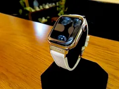 Apple Watch専用ダイアモンド&シルバー925製チャーム&ラバーバンド(白）