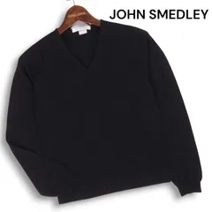 英国製★ JOHN SMEDLEY ジョンスメドレー 秋冬 メリノ ウール100％♪ Vネック セーター ニット Sz.XS レディース 黒