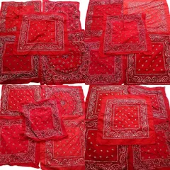 古着卸 まとめ売り ペイズリー柄 バンダナ  小物 20枚セット (ユニセックス ) レッドホワイト 赤 レッド 中古 古着 NA7996
