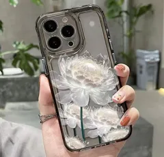 iPhoneケース スマホケース iPhoneカバー スマホカバー 衝撃防止 花柄 透明 クリア ブラック ホワイト 華やか