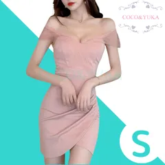 [ COCO&YUKA公式 ] 肩出し シフォン レース カシュクール オフショルダー タイト セクシー ミニ ドレス キャバ 嬢 パーティ キャバクラ Vネック ワンピース スカート フォーマル レディース ピンク S B0C1ZDT5GY