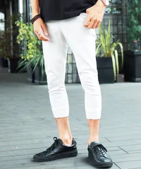 新品 未使用 roshell(ロシェル)スーパーストレッチデニムクロップドジョガーパンツ 202144 Bホワイト(ジョガー)