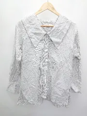 ◇ LOWRYS FARM ローリーズファーム ストライプ 長袖 シャツ ブラウス サイズF ホワイト ブラック系 レディース P  【1406240003341】