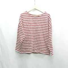 ◇ ⊇ Ungrid アングリッド ボーダー柄 スリット加工 半袖 ロンT サイズF ブラウン ホワイト レディース E  【1502030022278】