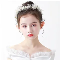 【迅速発送】YFFSFDC 髪飾り カチューシャ フラワー ヘアバンド ヘッドドレス 女の子 花嫁 花冠 パール ウェディング パーティー 発表会 入学式 卒業式 ホワイト