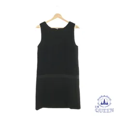 ☆美品 COMME CA DU MODE コムサデモード ワンピース チャック付き 切り替えし ノースリーブ ひざ丈 レディース ブラック 9 キュプラ 901-4458 送料無料 古着