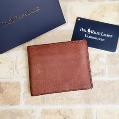 未使用 ポロ バイ ラルフローレン ☆ レザー 折財布 財布 ブラウン POLO polo by Ralph Lauren