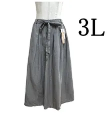 ノージーン no jean レディース スカート ロング ウエストゴム ロングスカート 夏 接触冷感 ウエストリボン ギャザースカート グレー 3L 15号 夏 大きいサイズ