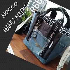 No.646【DENIM✖️SIDE pocket ToteBag】カートバッグ👜デニムリメイクトートバッグ👖サイドポケット付き♡ゴルフバッグ🌷