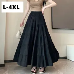 ロングスカート レディース  春 夏 秋 スタイル マキシ丈 ウエストゴム ハイウエスト 大きいサイズ デザインステッチ Aライン フレアスカート 大きな裾 アンブレラ スカート かわいい LKFA026(3色L-4XL)
