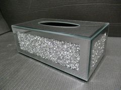 中古品 ミラーティッシュボックス 鏡面 ティッシュケース ①