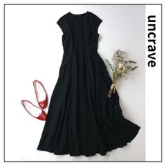 uncrave アンクレイヴ ノースリーブ ロングワンピース フレア 無地 シンプル コットン 綿 100％ 日本製 1 黒 ブラック (125Y＋2922)25N☆