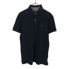 トミーヒルフィガー 半袖 ポロシャツ S ネイビー TOMMY HILFIGER 鹿の子 メンズ 古着 【240525】