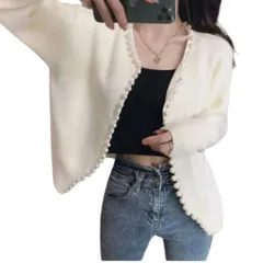 E687　カーディガン レディース 秋冬 パール ニット　新品