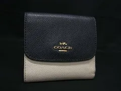 COACH コーチ レザー 三つ折り 財布 ウォレット 札入れ 小銭入れ レディース ネイビー系×アイボリー系 DI4663