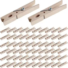 fogman 洗濯バサミ 木製クリップ ミニクリップ おしゃれ シンプル ピンチ 100個セット(2.5x0.3cm,  マルチサイズ)