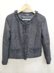 ◇ SHOO・LA・RUE シューラルー ラメ ツイード 長袖 ジャケット サイズＭ ネイビー レディース メンズ P  【1406240036646】