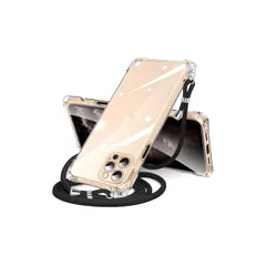 iPhone 11 Pro 用 ケース クリア ショルダー iphone11pro 用 スマホケース アイフォン11Pro カバー 肩掛け 斜めかけ 縄掛けケース 透明 TPU 薄型 軽量 耐衝撃 紐付き 斜めがけ 織りストラップ付き ネックストラップ シ 0