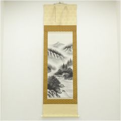 美品 掛け軸 西陣織 那智の滝 観音出現図 太巻き付 西国三十三所