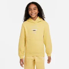 送料無料 ナイキ キッズ パーカー 長袖 スウェット NIKE ジュニア 130-160cm 子供服 ジュニア プルオーバー フーディ パーカ 子ども nike キッズウェア スエット スポーツウェア ウエア スポーティ 黄色/FN9100-700