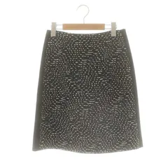 ポールカ PAULE KA ツイードサイド切替セミタイトスカート 台形スカート 膝丈 36 ブラック ホワイト /ES ■OS