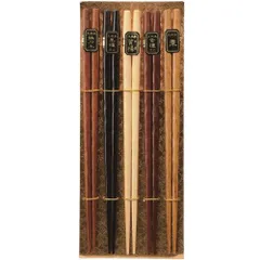 【人気商品】ナガオ 天然木 ひねり箸 22.5cm 5膳セット 木製
