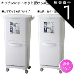 種類1：ホワイト【45S】 ゴミ箱 日本製 2段 45リットル おしゃれ 分別 キッチン スリム キャスター 北欧 フタ付き 安い シンプル ダストボックス 縦型タイプ ペール キャスター付き 新生活 引越し 一人暮らし アウトドア  オフィス 学校 病院 公
