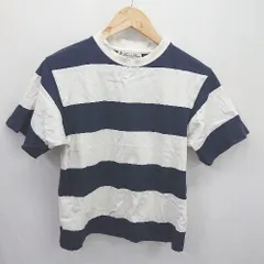 ◇ Θ φ nano universe ナノユニバース ボーダー柄 半袖 Tシャツ カットソー サイズF ホワイト ネイビー レディース E  【1506180006188】