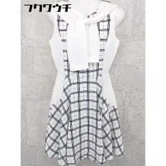 ◇ FRAY I.D バックジップ ノースリーブ チェック 膝丈 ワンピース サイズ1 ホワイト ブラック レディース 【中古】 【1002802130496】