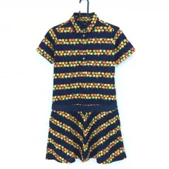 【超美品】キャロウェイ 半袖ポロワンピース ネイビー×オレンジ オレンジ柄ボーダー  レディース M ゴルフウェア Callaway