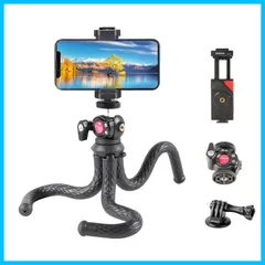 【★人気商品★】ULANZI スマホ 三脚スタンド くねくね フレキシブル三脚 スマホホルダー付き、Gopro用マウント付き 自由雲台 360度回転 1/4インチネジ スマホスタンド三脚 ミニ三脚 iPhone/Android/GoPro/デジカメ/ビデオカメのサムネイル