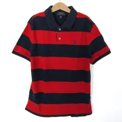 ポロラルフローレン ポロシャツ トップス 半袖 ボーダー柄 キッズ 男の子用 M(10-12)サイズ 赤×紺 POLO RALPH LAUREN 【中古】