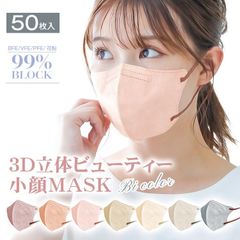 3D立体マスク 不織布 カラー 50枚入り 小顔 ビューティ 4層 飛沫 花粉　 ny540