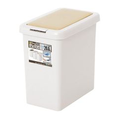 サンコープラスチック 日本製 ゴミ箱 スリムプッシュ 20L ライトベージュ 1