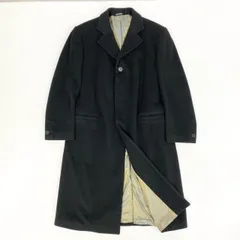 57h28 VERSACE ヴェルサーチ イタリア製 総カシミヤ ロング丈 チェスターコート 大きいサイズ 52 XLサイズ相当 ブラック カシミア100 メンズ o07tのサムネイル
