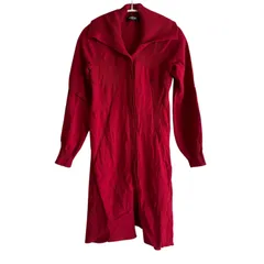 Z1471HIROKO BIS ヒロコビス ロングニットカーディガン ワンピース風 レッド レディース 9サイズ