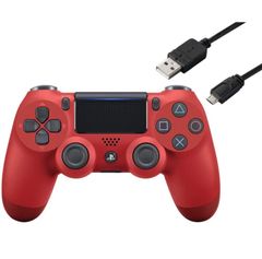 【新品未開封品】 【純正品】デュアルショック4　レッド　充電ケーブル3m付属