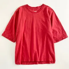39a21 HOMME PLISSE ISSEY MIYAKE オムプリッセ イッセイミヤケ 日本製 ワイドシルエット カットソー 半袖 Tシャツ クルーネック HP12JK309 2 レッド コットン100％ MADE IN JAPANのサムネイル