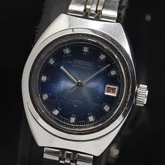 SEIKO 自動巻 腕時計 美品 カットガラス 2205-0550 ブルー 希少 レディース