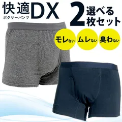 【新品】【最短即日発送】快適ボクサーパンツDX 軽失禁男性用ボクサー パンツ 2枚組 【サイズM～LL】 メンズ 下着 前開き 失禁パンツ ちょい漏れ /  ネイビー グレー  蒸れにくい バレない 高吸水 速乾 洗濯可能 通気性抜群 尿漏れパンツ 男性 人気