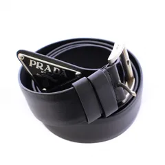 プラダ PRADA レザーベルト 三角プレート ロゴ 黒 ブラック /BB ■OHのサムネイル