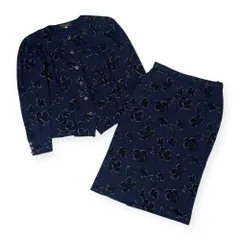 上下 Leilian レリアン フローラル セットアップ ジャケット スカート 11/ネイビー レディース レトロ