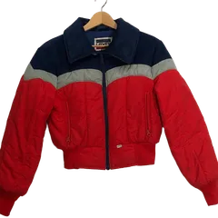 Levi's リーバイス 70年代  70's vintage ヴィンテージ USA製 ダウンジャケット ブルゾン 中綿 ナイロン コーデュロイ 切替 10サイズ レディース キッズ レッド ブルー グレーのサムネイル