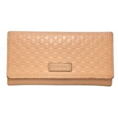 【真贋判定済】GUCCI グッチ マイクログッチシマ 二つ折り長財布 449396 ベージュ ウォレット B0420KMWLN