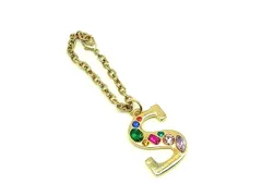 ■美品■ Samantha Vega サマンサベガ ビジュー イニシャル S バッグチャーム キーホルダー レディース ゴールド系 DH7646