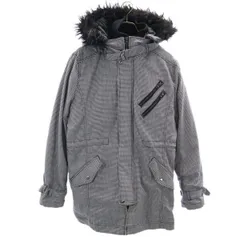 ビーノ 千鳥格子柄 ジャケット L 黒×白 Beno ファー フード リバーシブルライナー付き メンズ 【中古】  【230119】